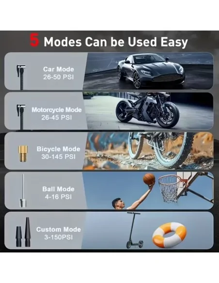 Портативный насос для шин suitu | Компрессор для мотоцикла и велосипеда, USB, аккумуляторный Портативный насос для шин suitu | Компрессор для мотоцикла и велосипеда, USB, аккумуляторный